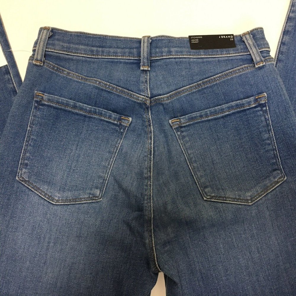 J Brand Jeans High Rise Sawyer Stovepipe Raw Hem Fringe Flat Front - Picture 14 of 14